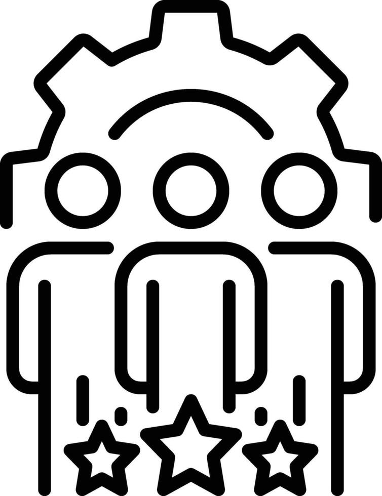 A black and white icon of people in a gear vector