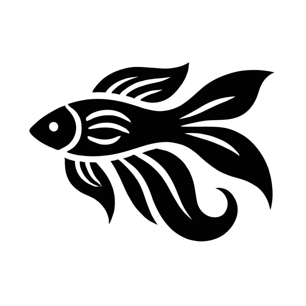 A black and white fish silhouette on a white background vector