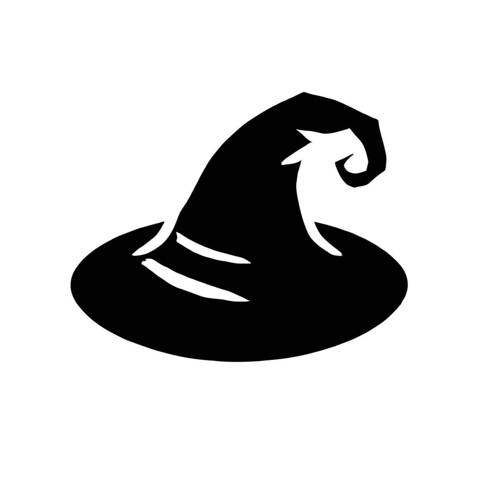 A black and white illustration of a witch hat vector