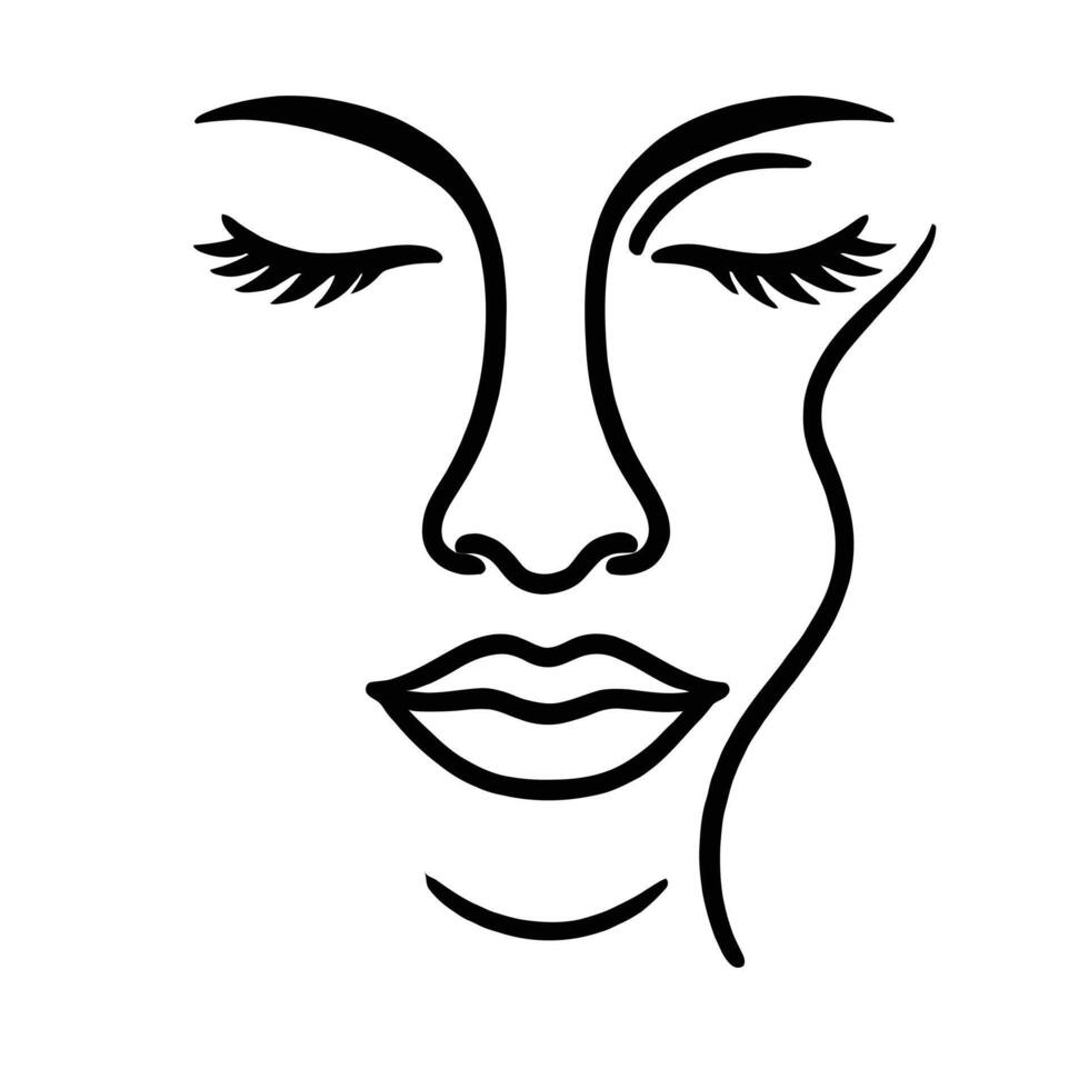 A woman's face with eyes closed and a closed mouth vector