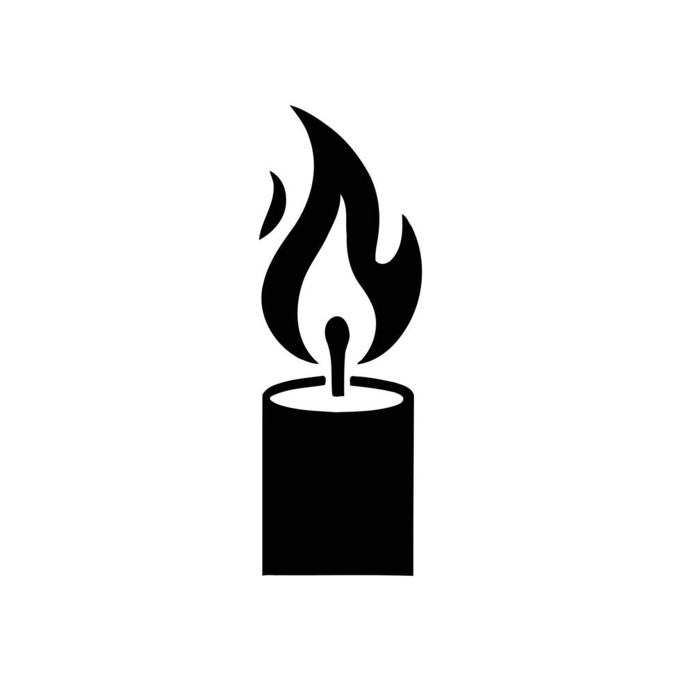 A black and white silhouette of a burning candle vector