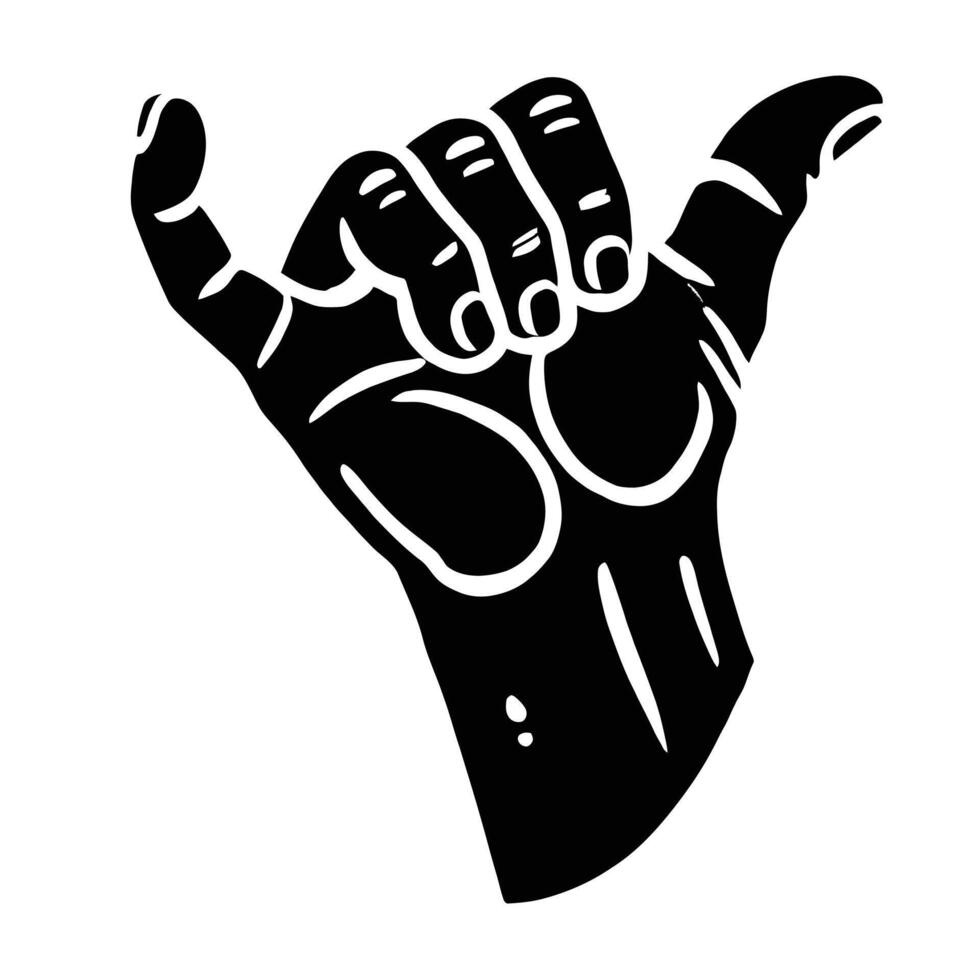 A black and white hand with a hand gesture vector