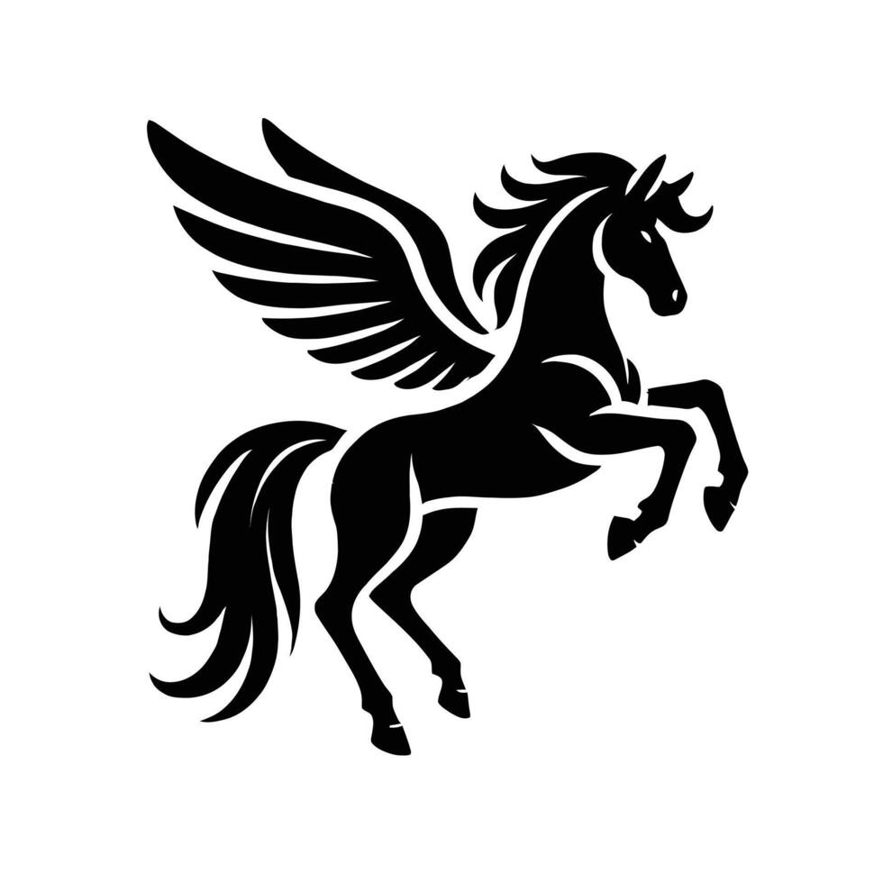 A black and white pegasus horse with wings vector