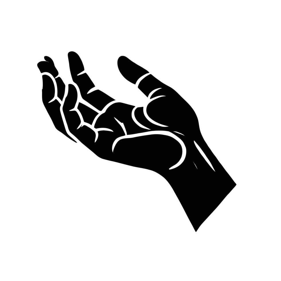 A black silhouette of a hand reaching out to someone vector