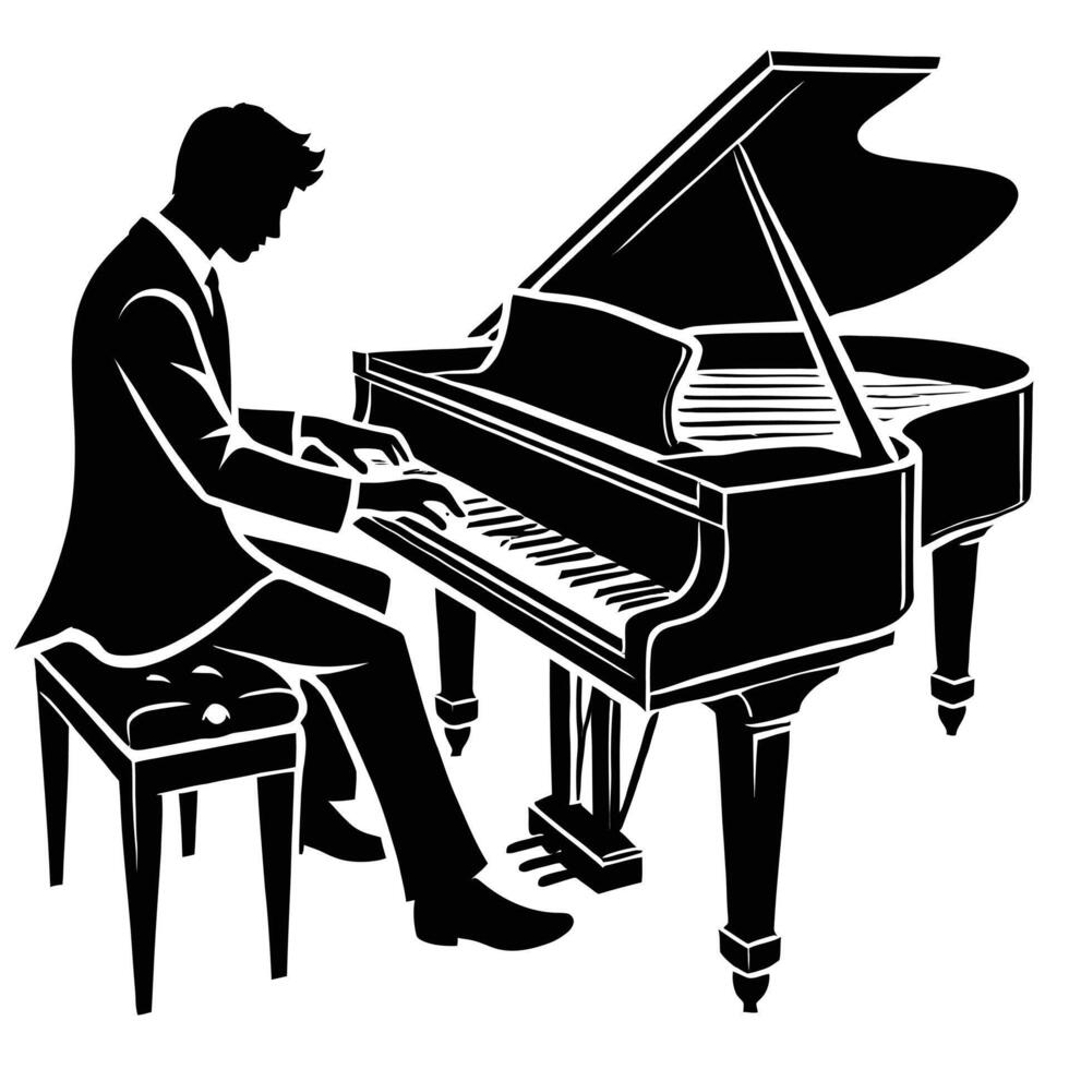 A man in a suit is playing the piano vector