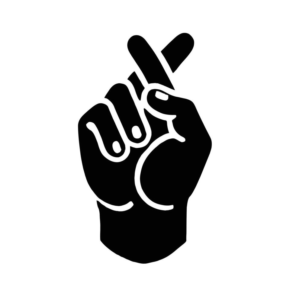 A black and white hand with a finger up and a peace sign vector