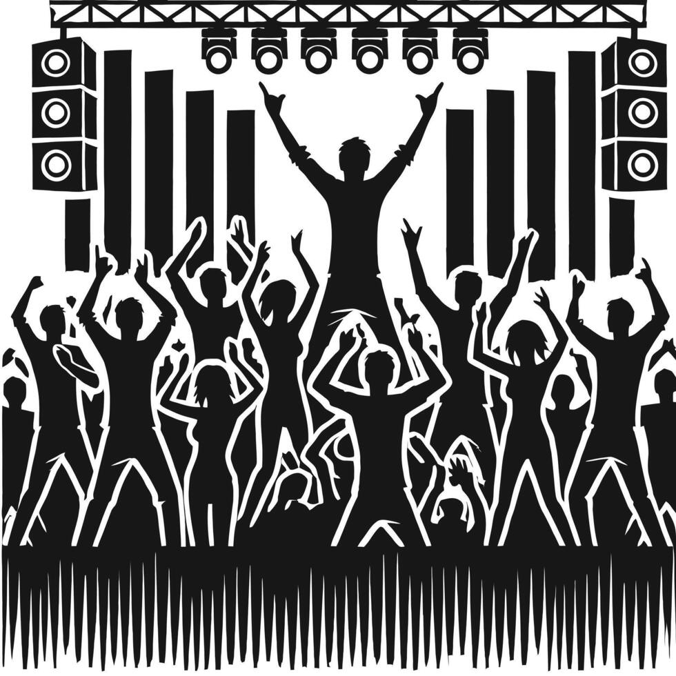 A crowd of people at a concert vector