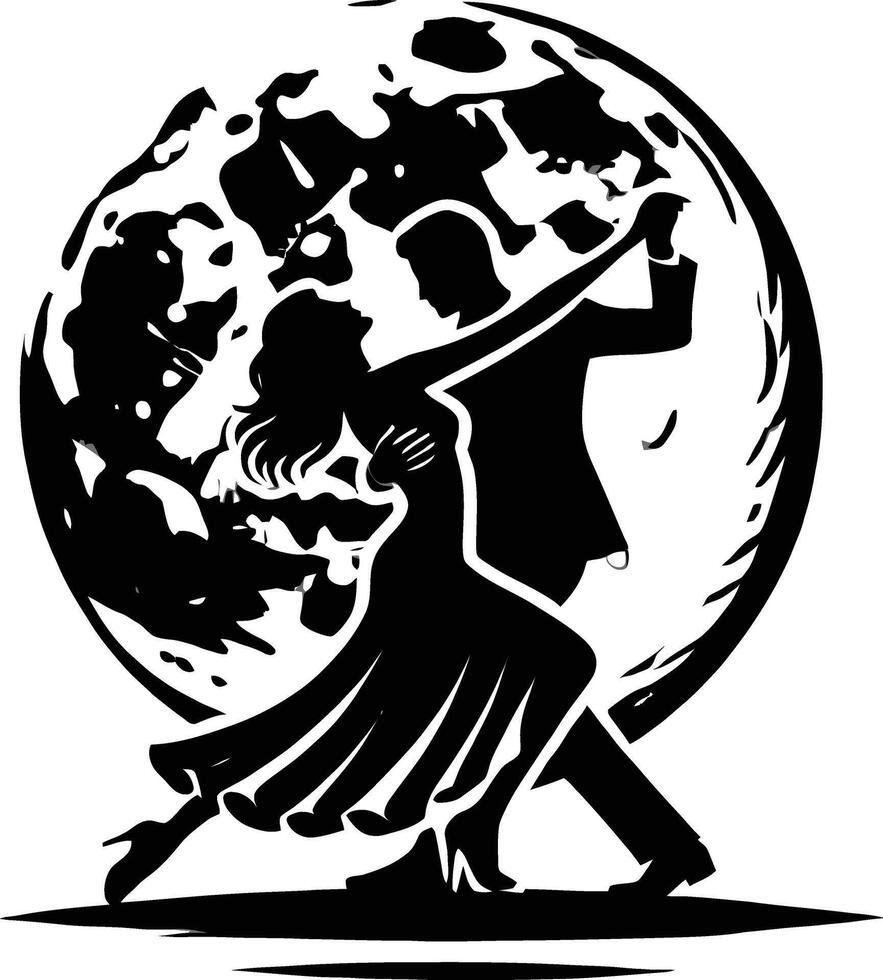 A couple dancing in front of the moon vector