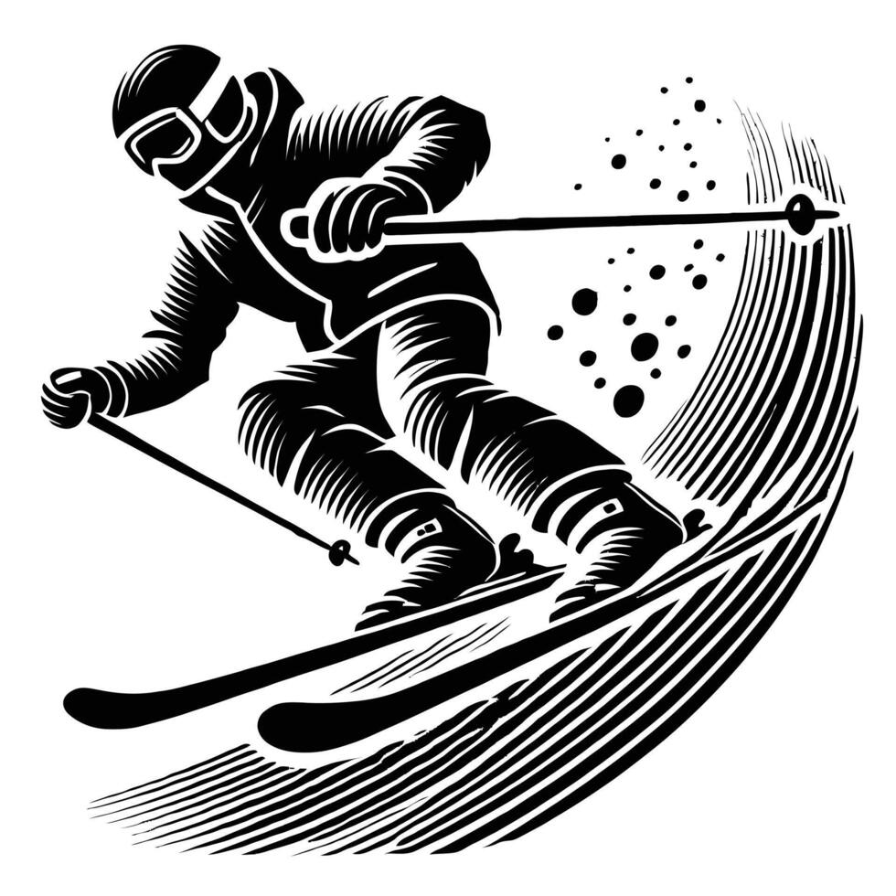 A skier is going down a slope vector