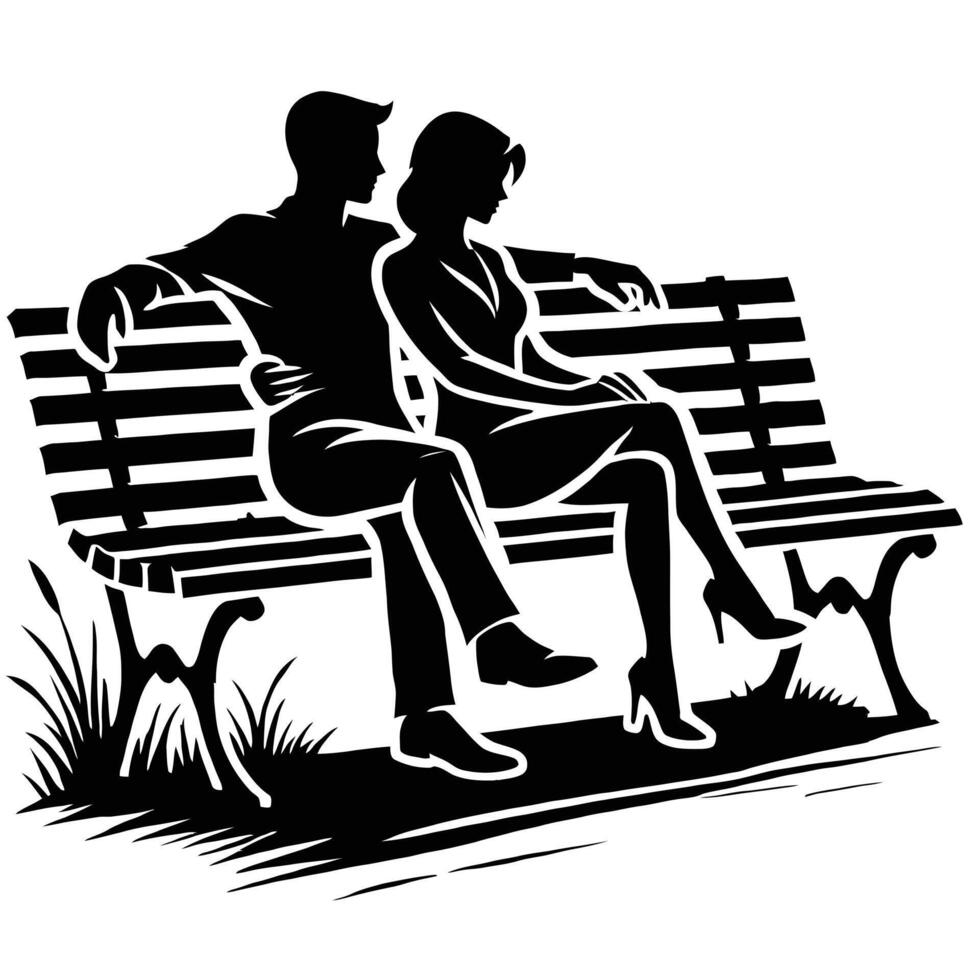 Couple on bench vector
