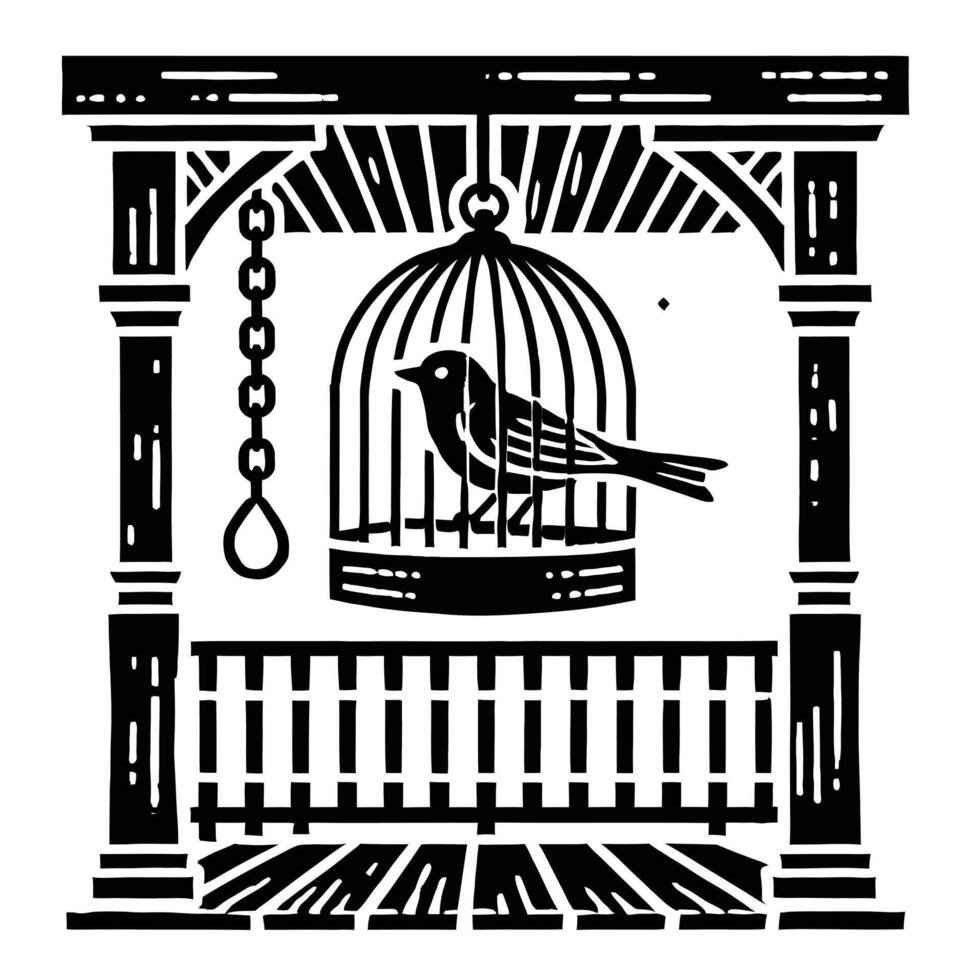 Bird in cage vector