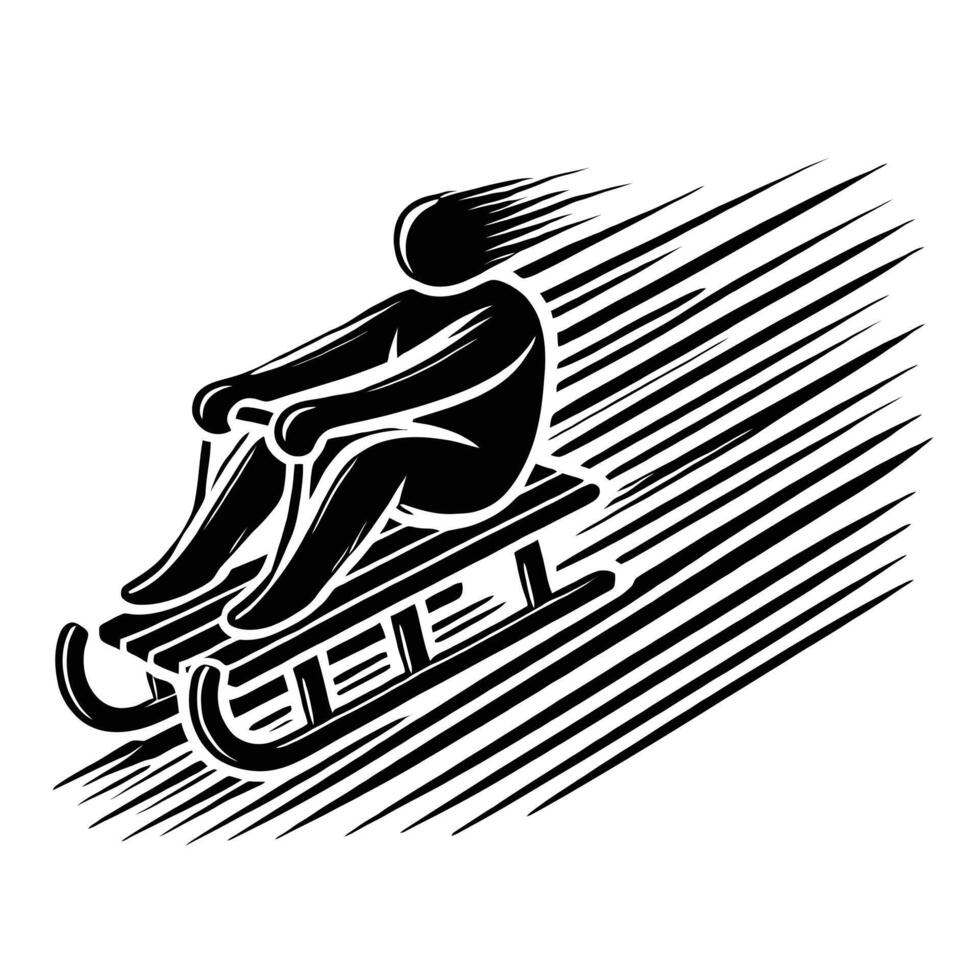 Sledding man on a sled vector