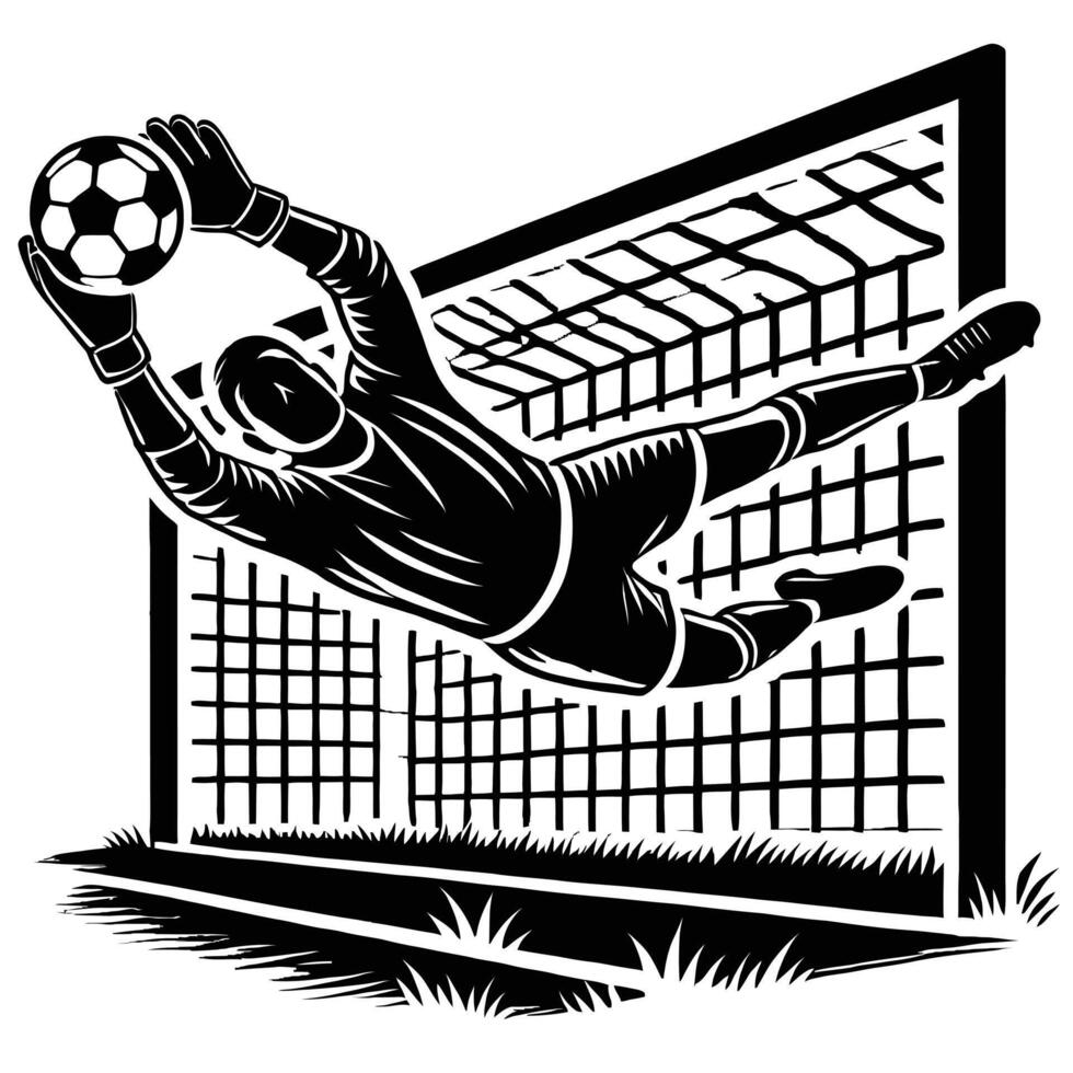Goalkeeper saving the ball vector