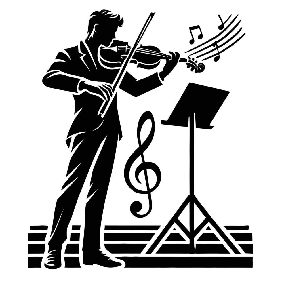 A man in a suit playing the violin vector