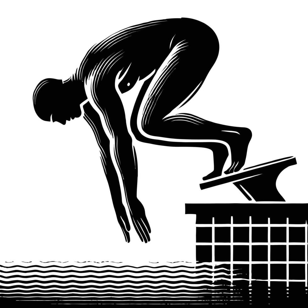 A swimmer diving into the water vector