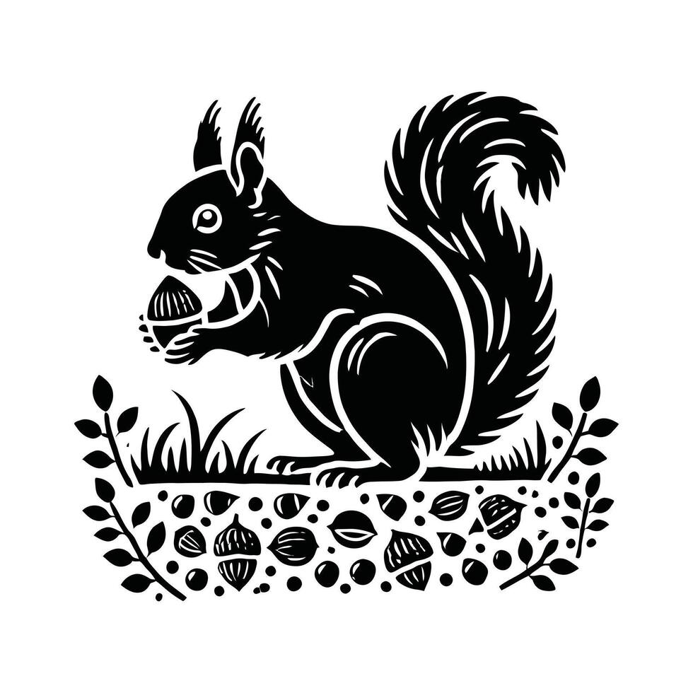Squirrel with acorns vector