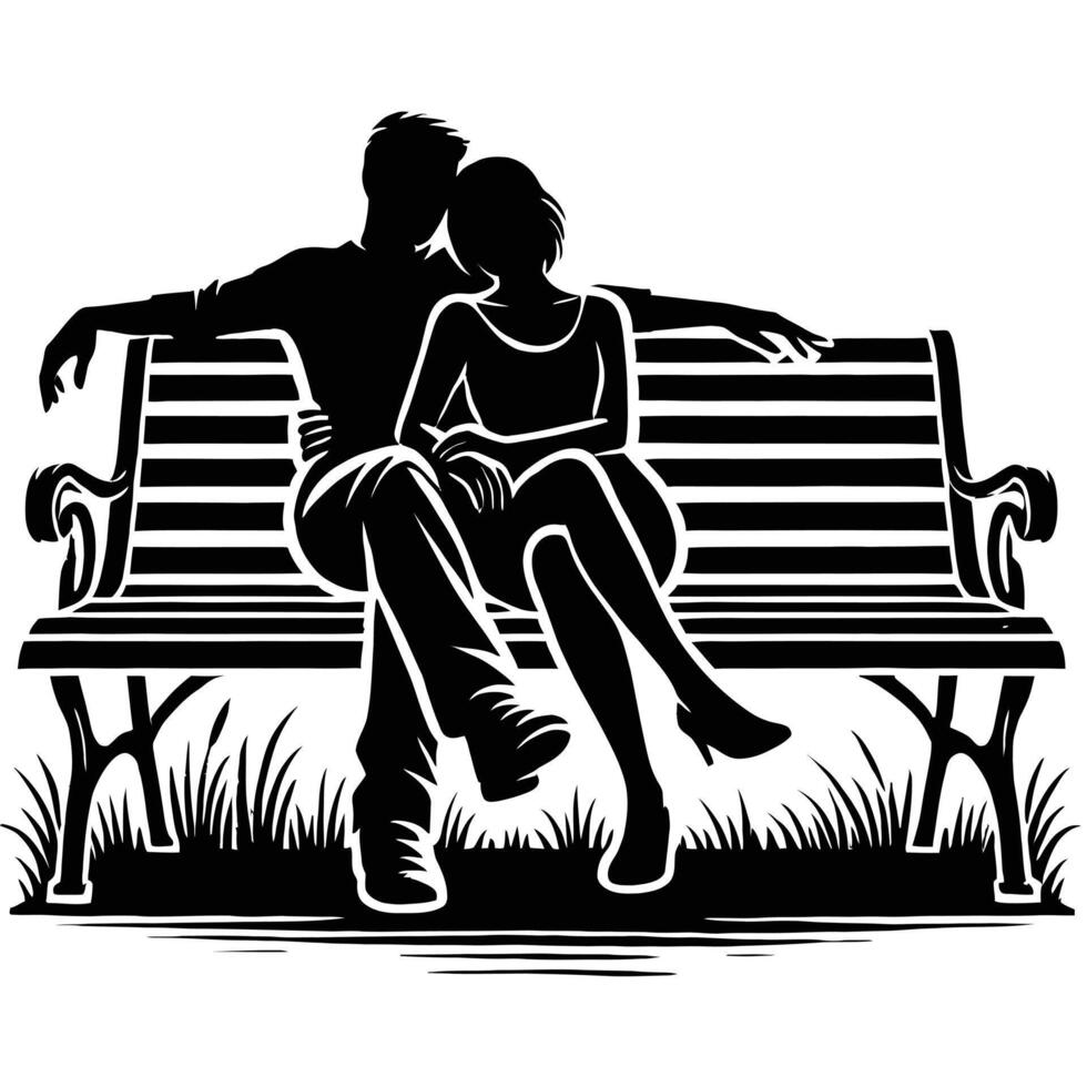 Couple on a bench vector