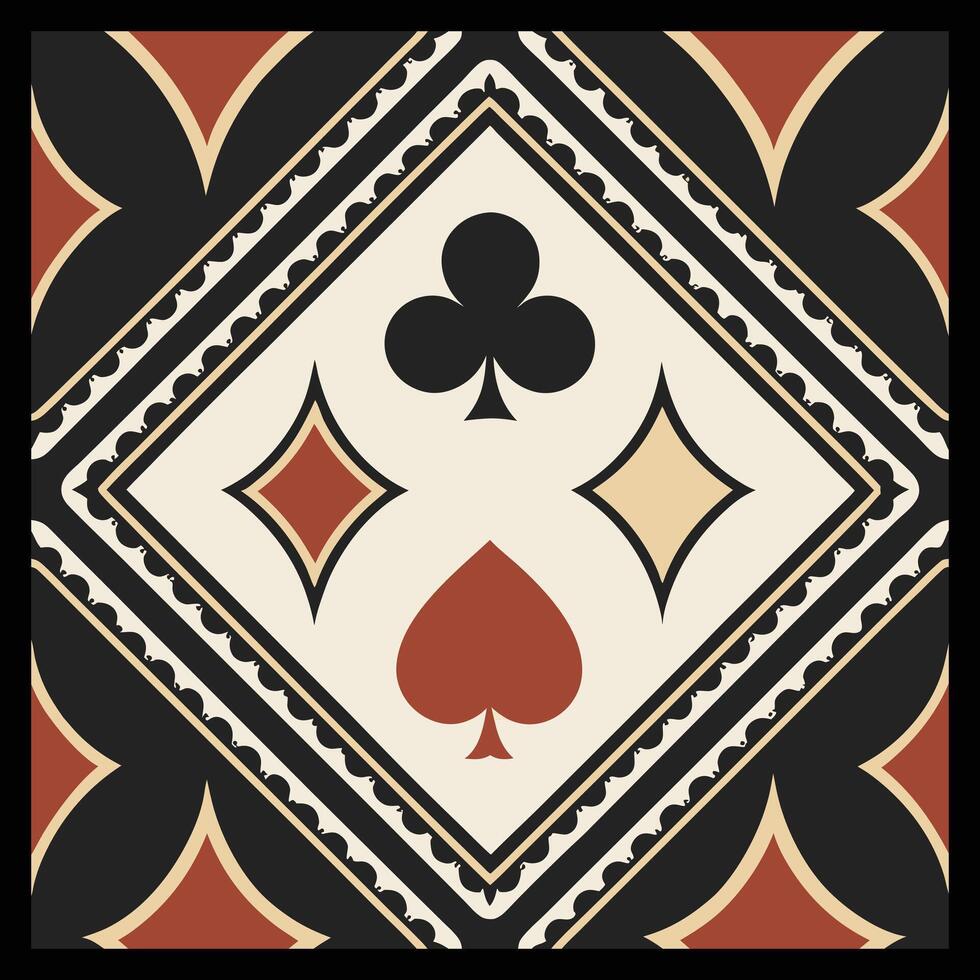 Artistic Card Suit-Inspired Pattern for Sophisticated Graphic and Home Decoration Design vector