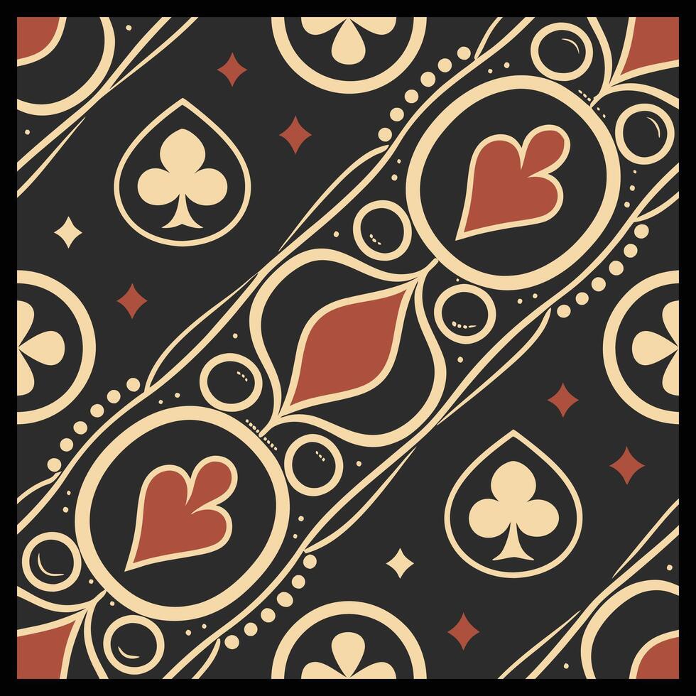 a seamless pattern with playing cards and hearts vector