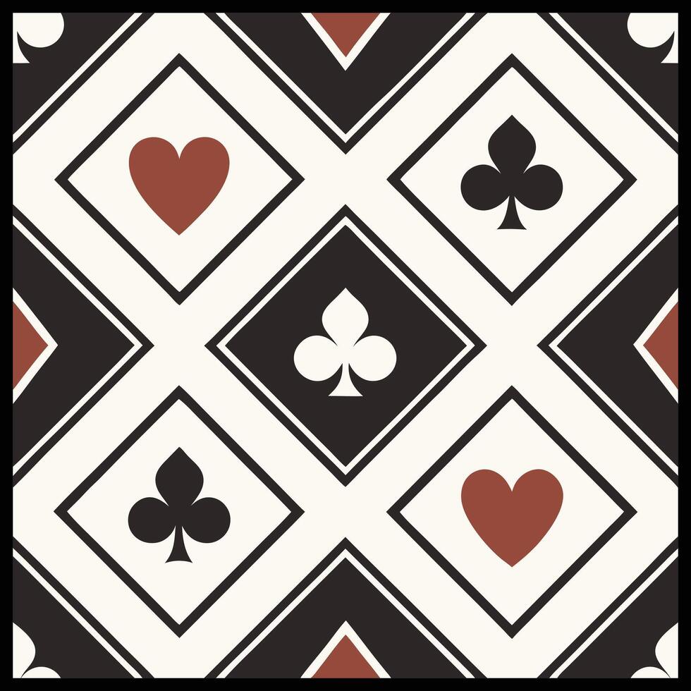 a black and white pattern with playing cards vector