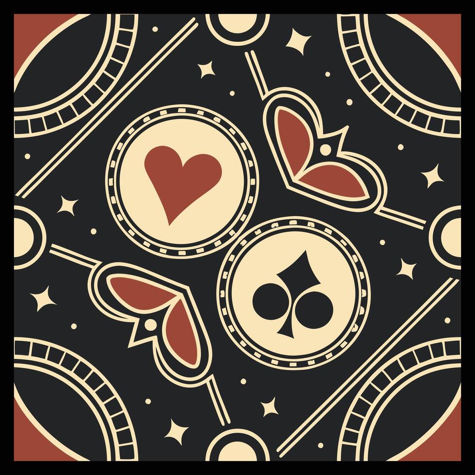 a black and red background with a heart and spades vector