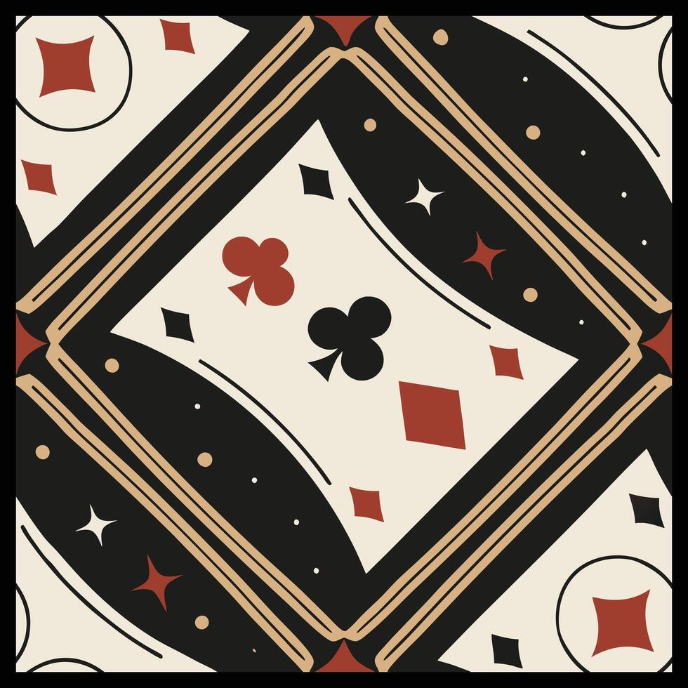 a pattern with playing cards and diamonds. vector