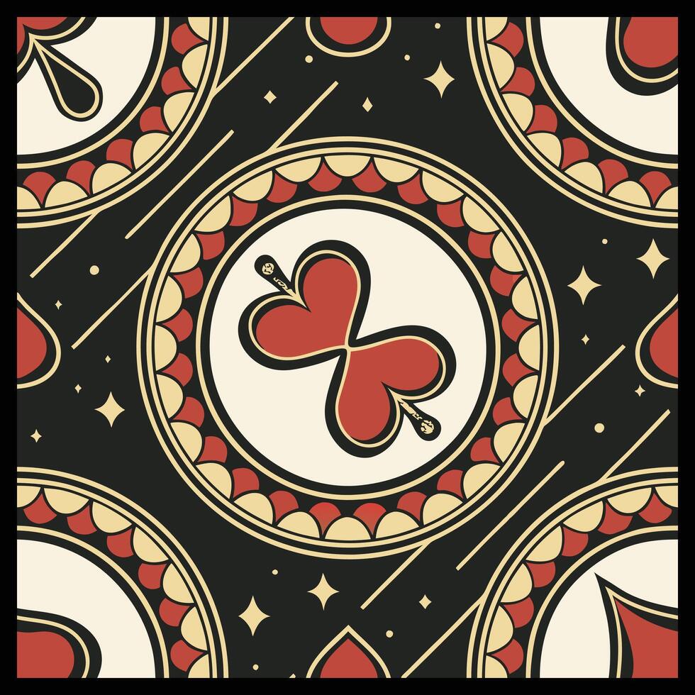 a pattern with a heart and spades on it vector