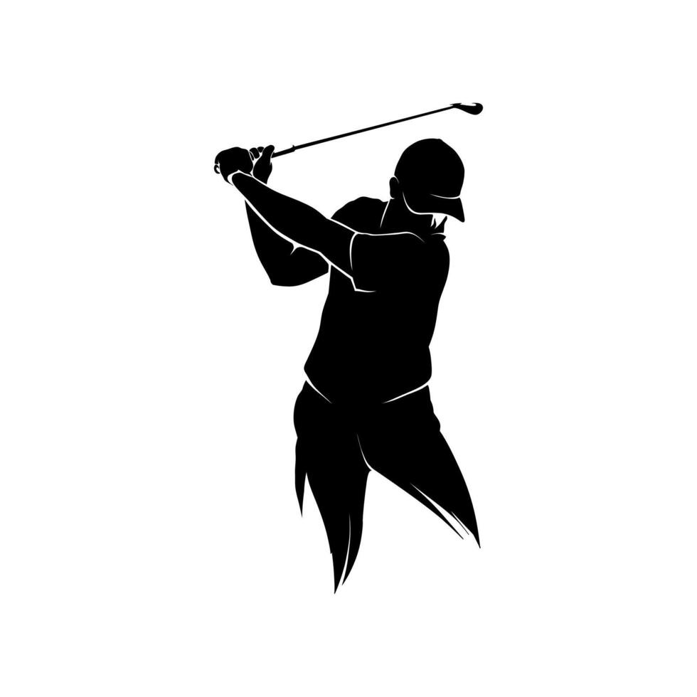 silhouette of a golfer hitting a shot vector