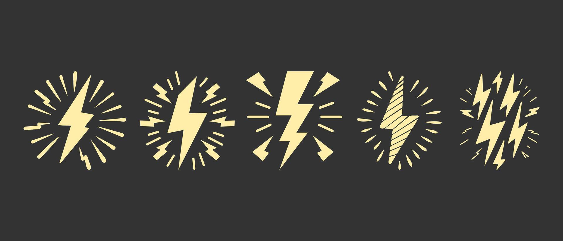 Creative collection of lightning illustrations in various shapes and styles vector