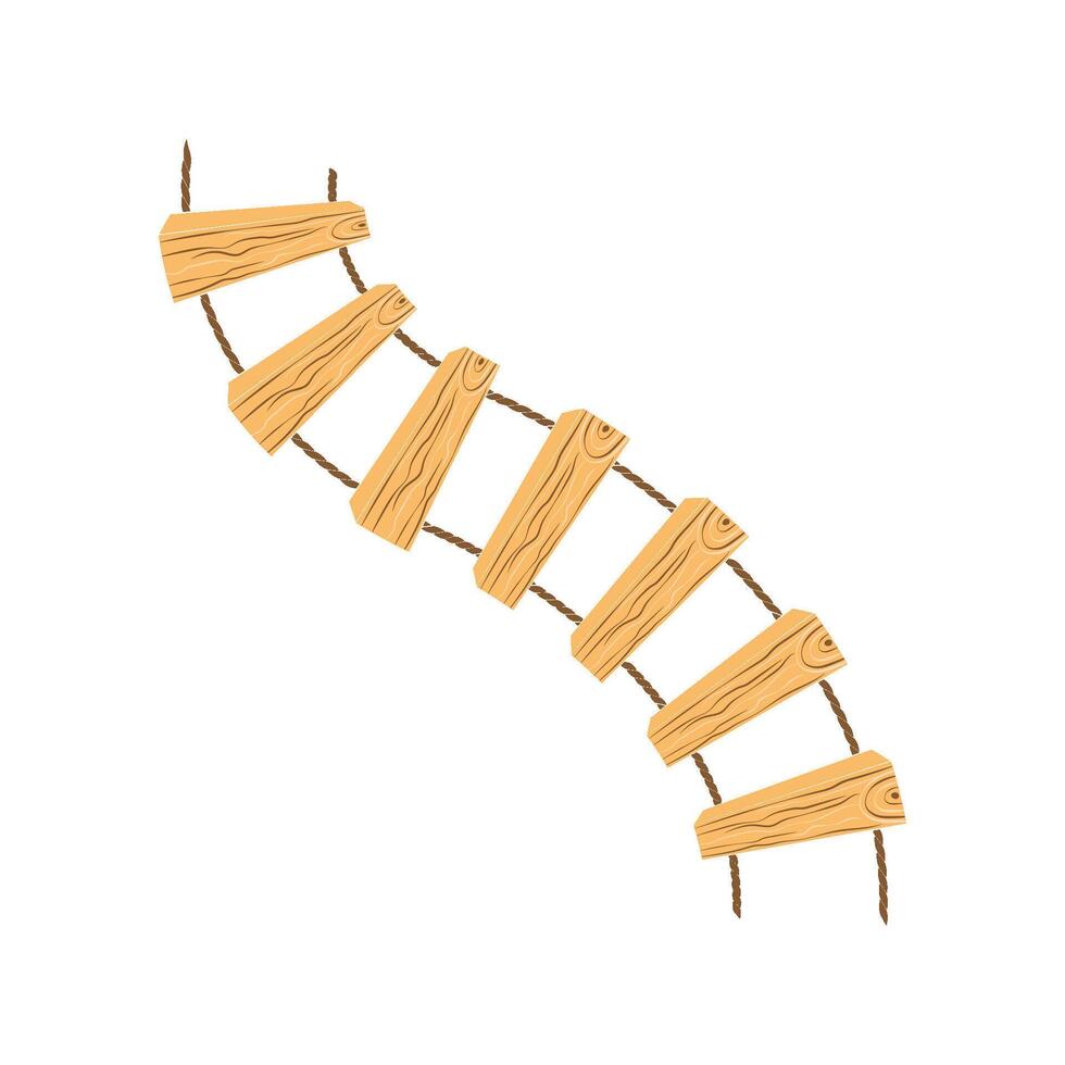 Wooden ladder design with rope, planks hanging design vector