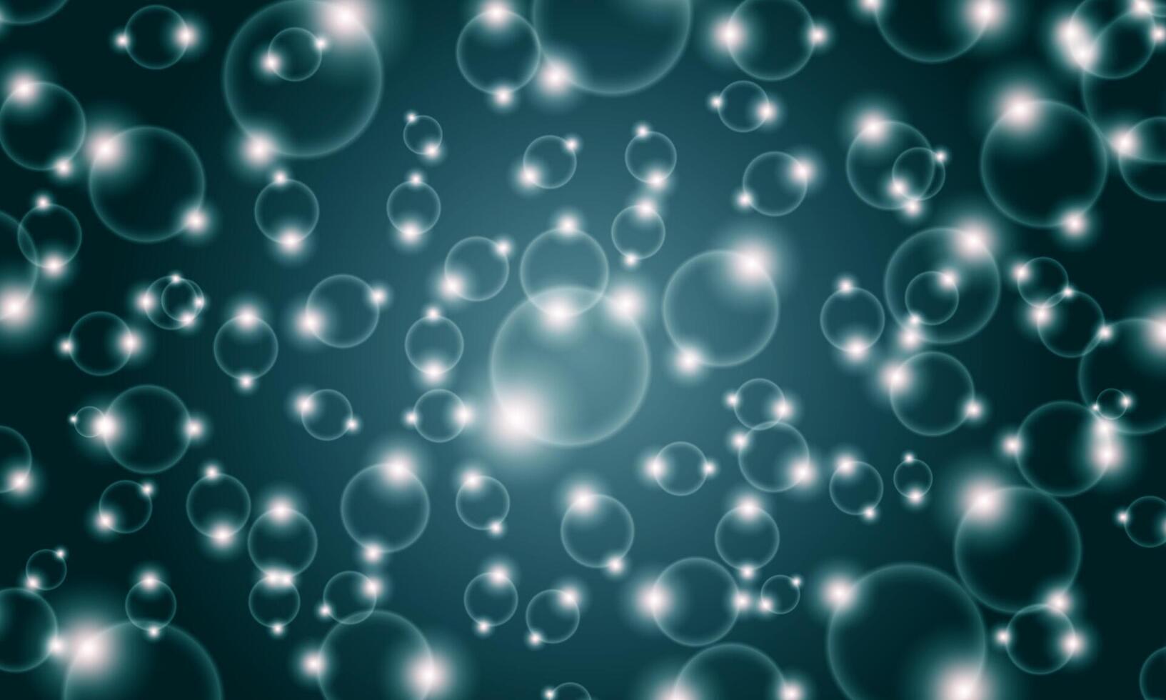 Abstract light bokeh dark blue background. Shiny bright circle bubbles. vector