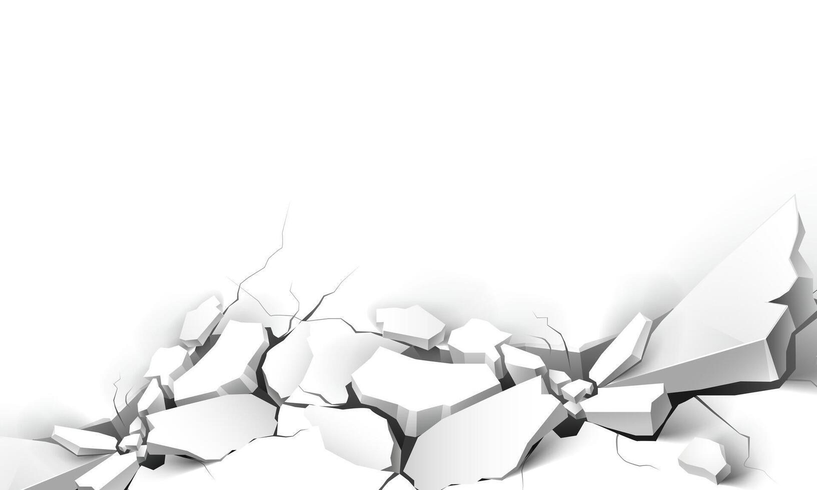 Cartoon cracked concrete ground. Split damage after earthquake. white background with copy space. vector