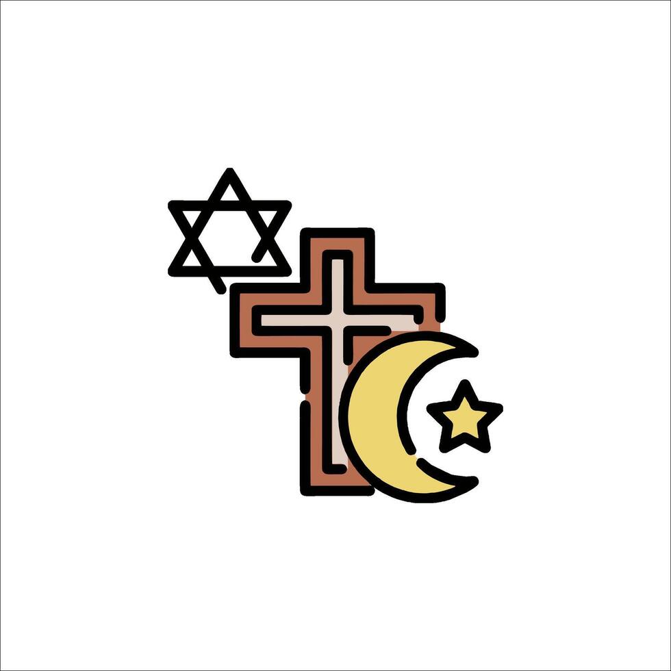 The cross and star of david are in the middle of a star vector