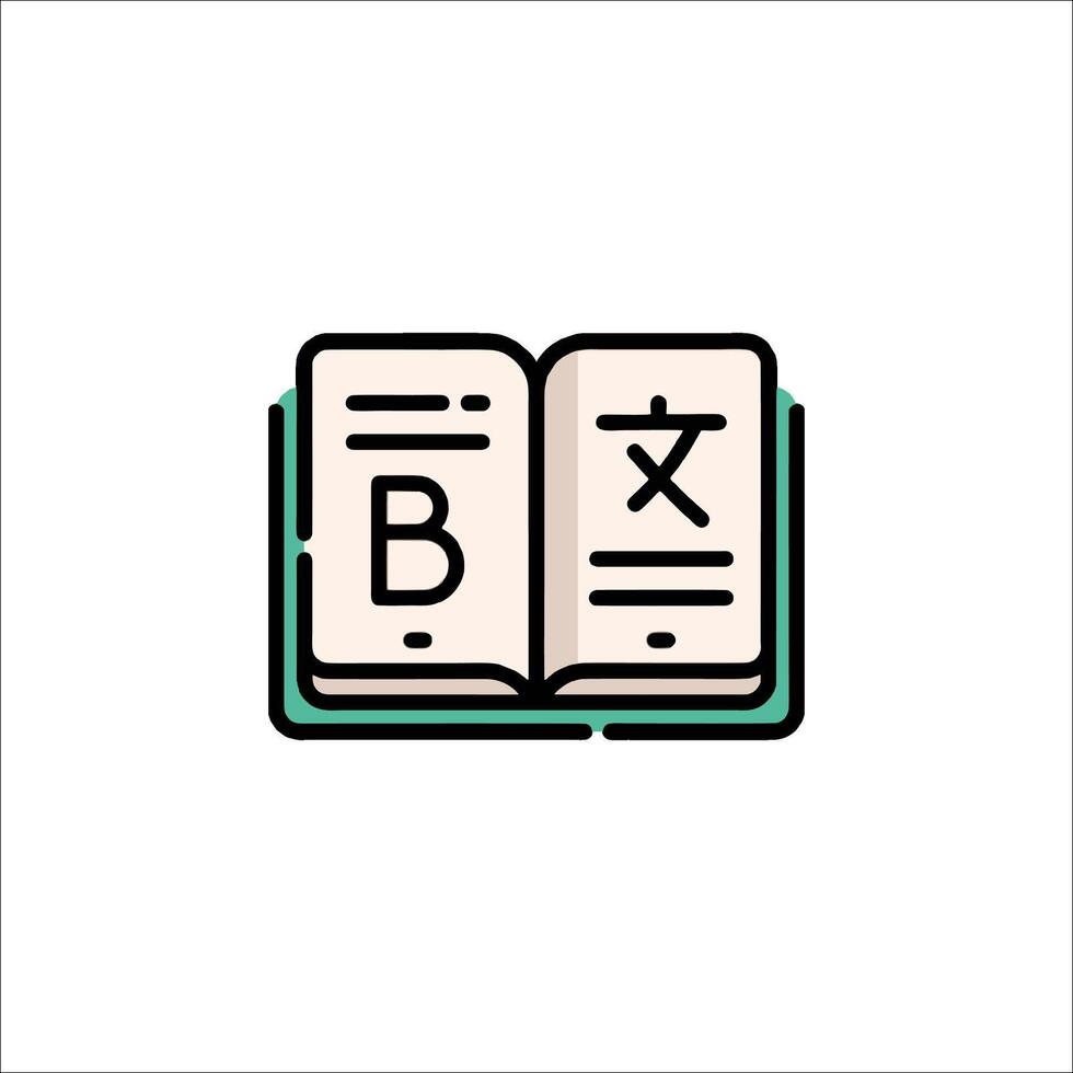 An open book with a symbol of a b and an x vector