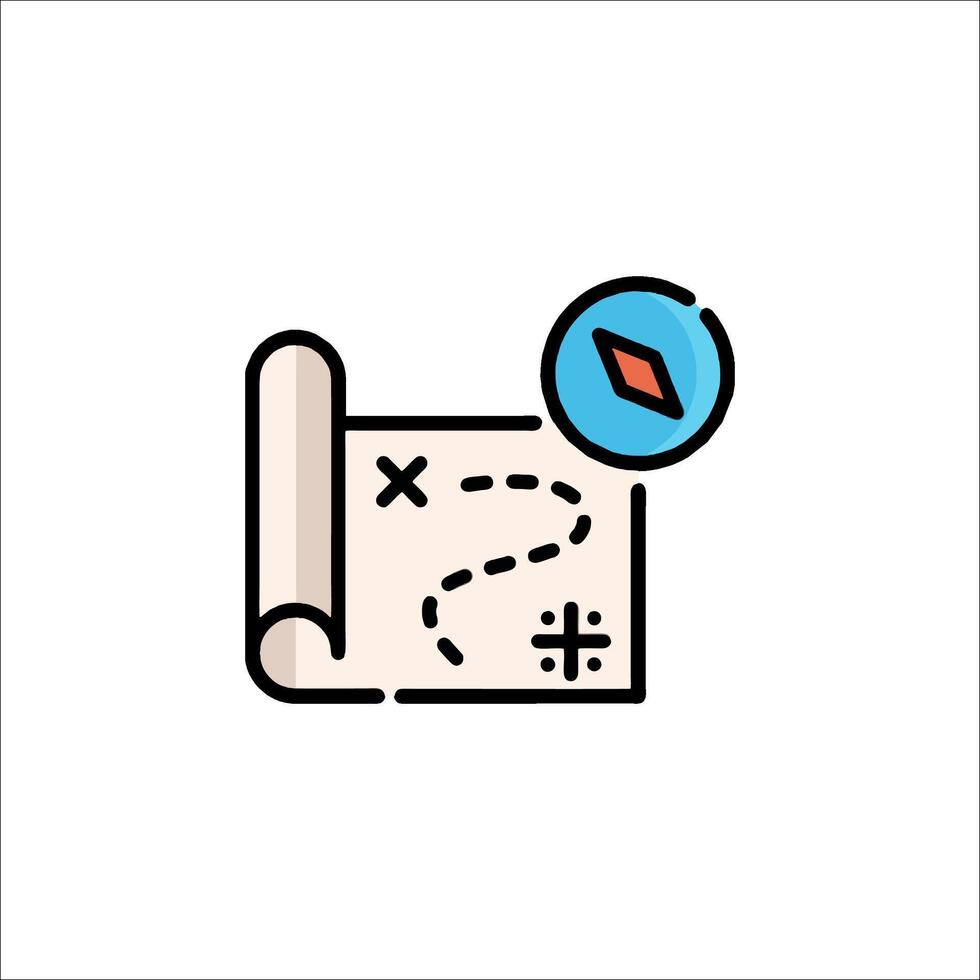 A map and compass icon on a white background vector