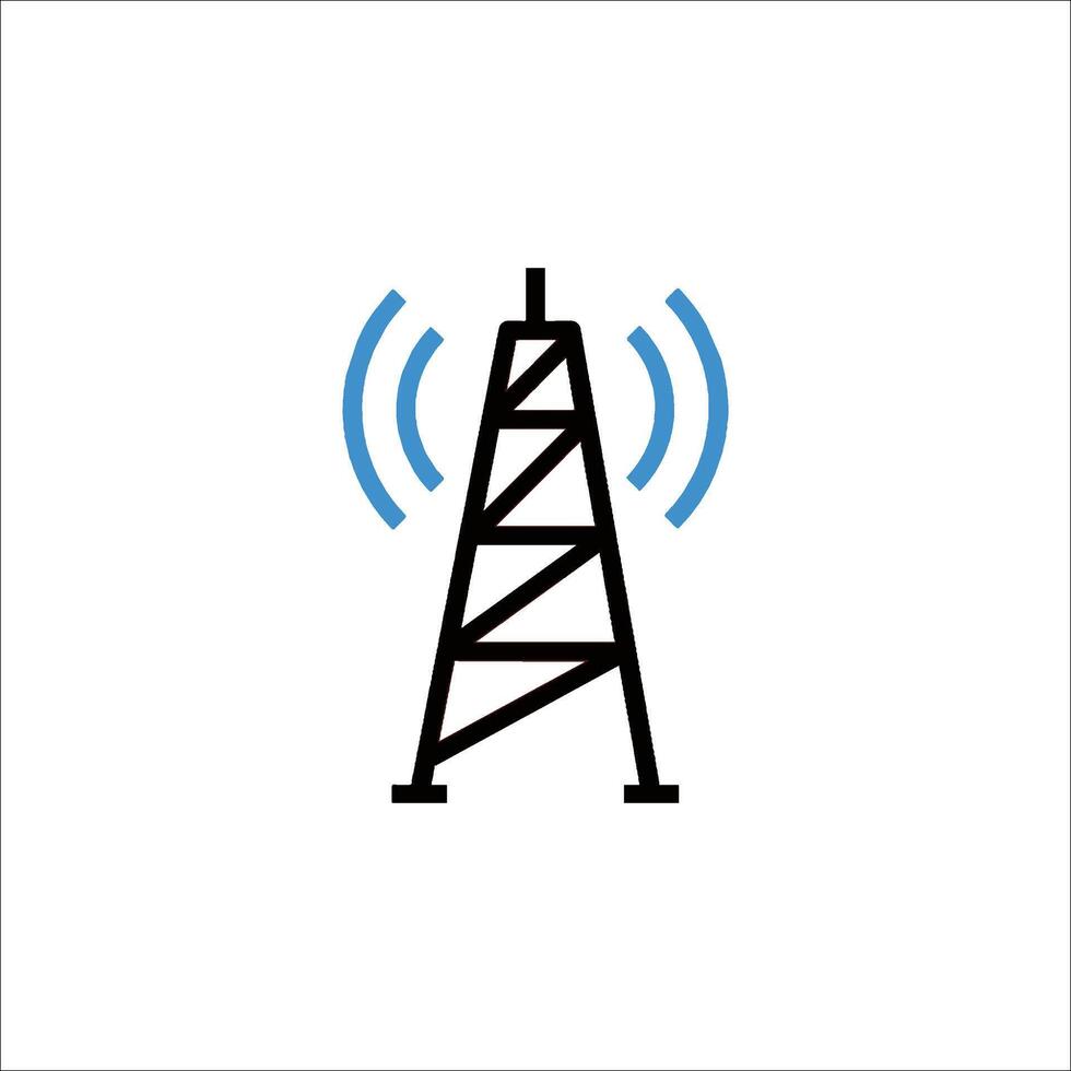 A radio tower with a blue wave on it vector