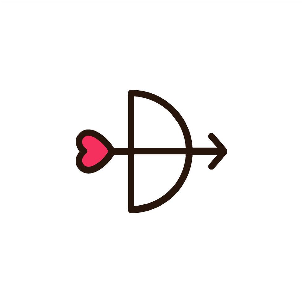 A bow and arrow icon with a heart vector