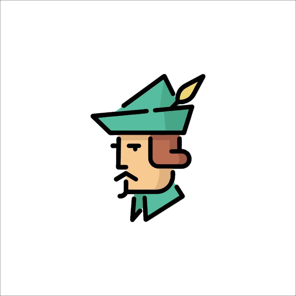 A man in a green hat with a feather in his hand vector