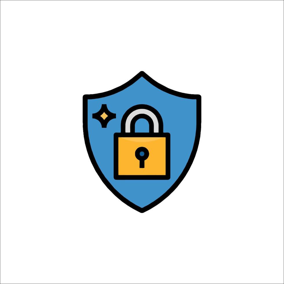 A blue shield with a lock on it vector