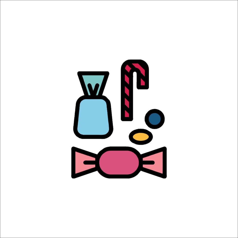 A candy cane, candy, and a bag of candy vector