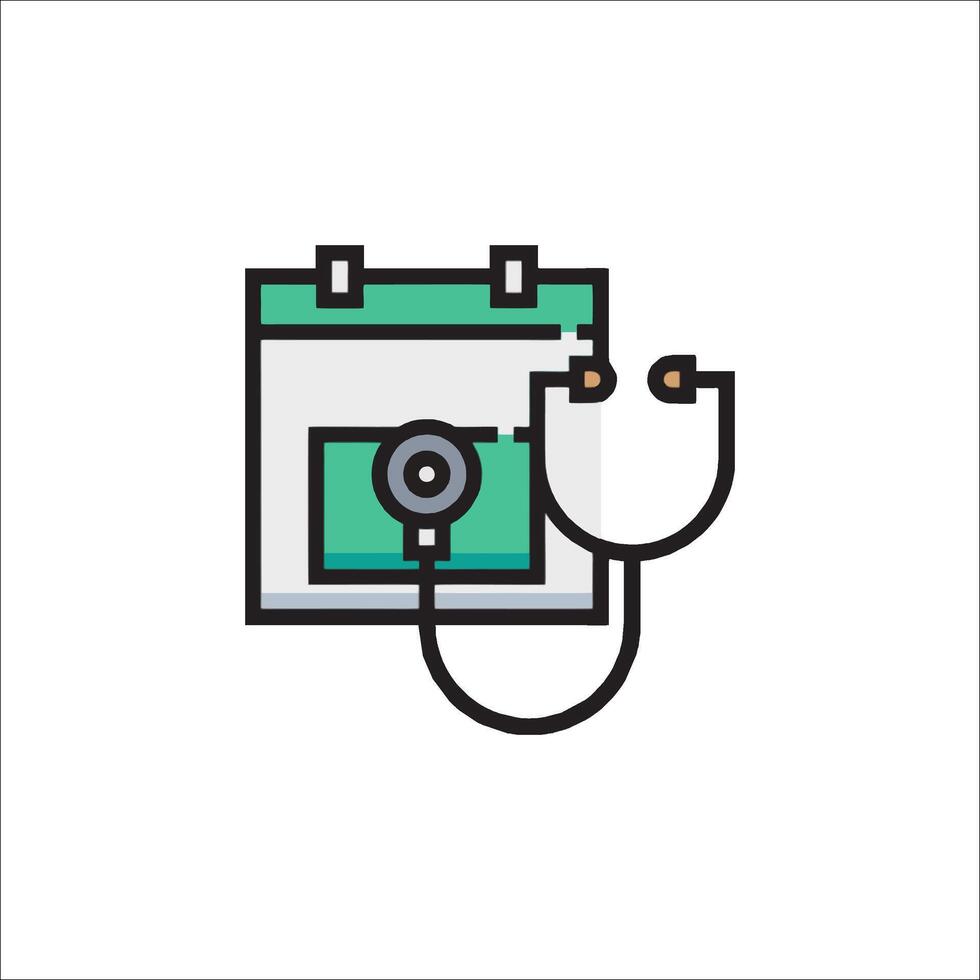 A calendar with a stethoscope icon vector