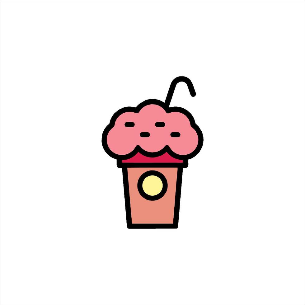 A pink drink with a straw and a cherry on top vector