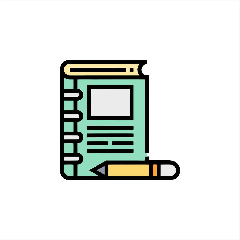 A book and pencil icon on a white background vector