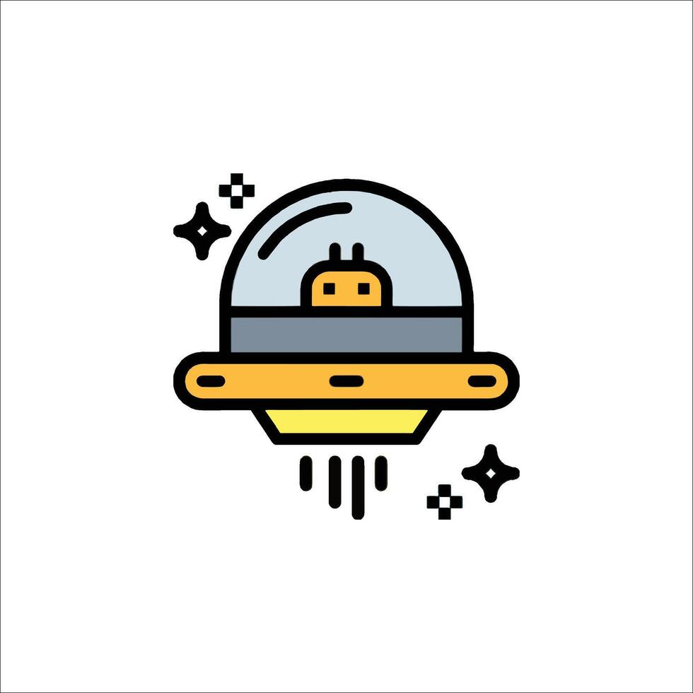 Alien spaceship icon, flat design, illustration vector