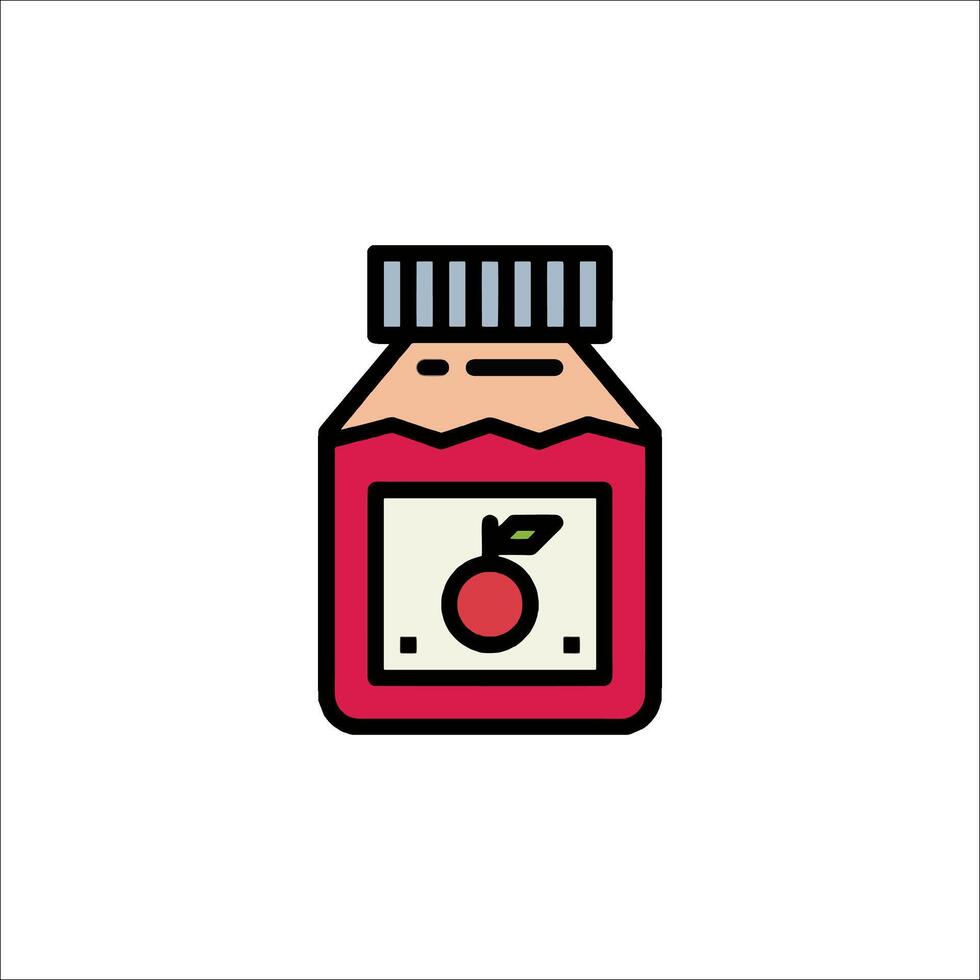 A jar of apple jelly with a red apple on top vector