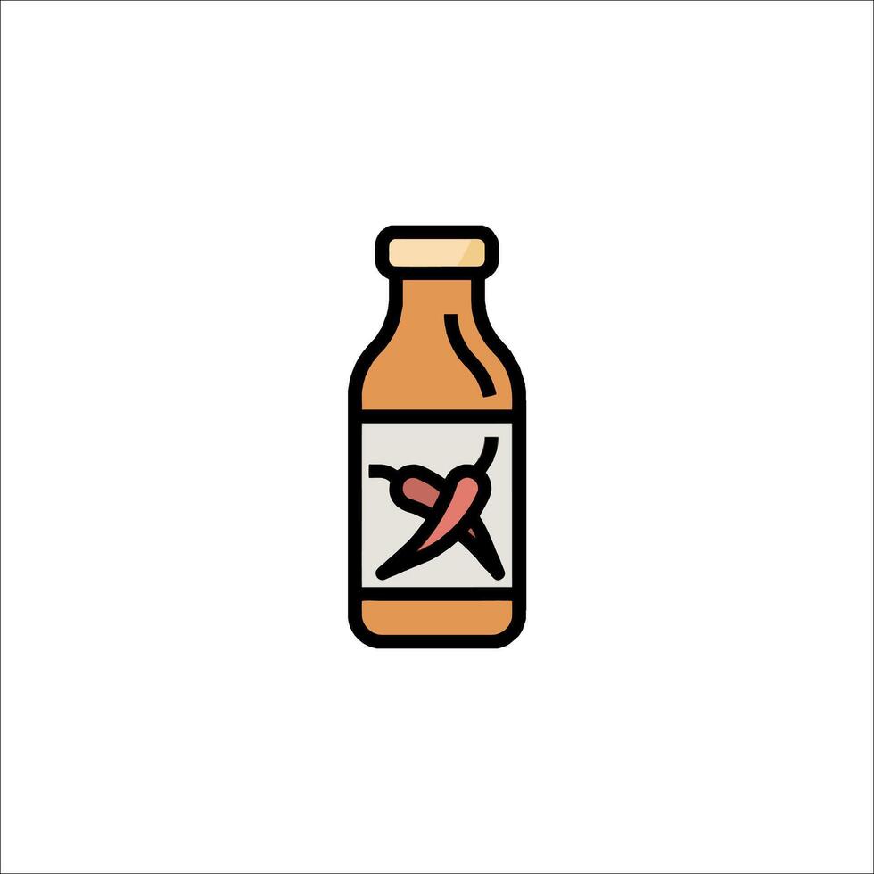 A bottle of sauce with a red pepper on it vector