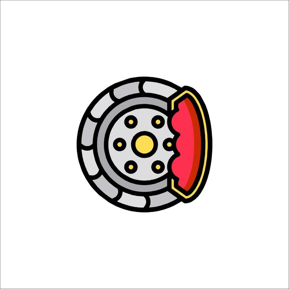 A car wheel with a red and yellow disc vector