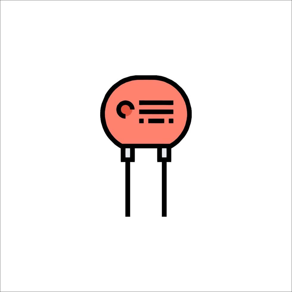 A red and black icon of a capacitor vector