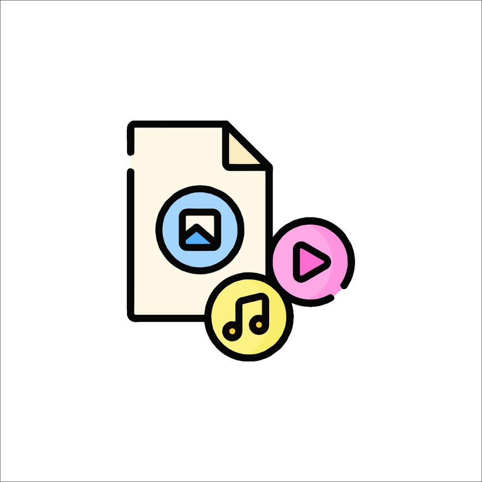 A file folder with music and a play button vector