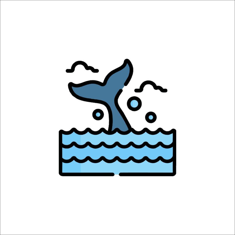 A whale tail is jumping out of the water vector